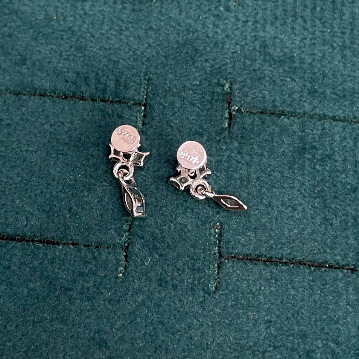 92.5 Sterling Silver Triple Marquise White CZ Crown Top with Marquise White CZ Drop Earrings for Women