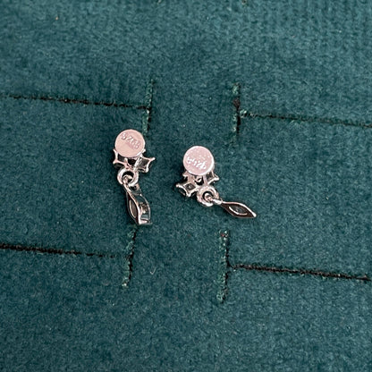92.5 Sterling Silver Triple Marquise White CZ Crown Top with Marquise White CZ Drop Earrings for Women