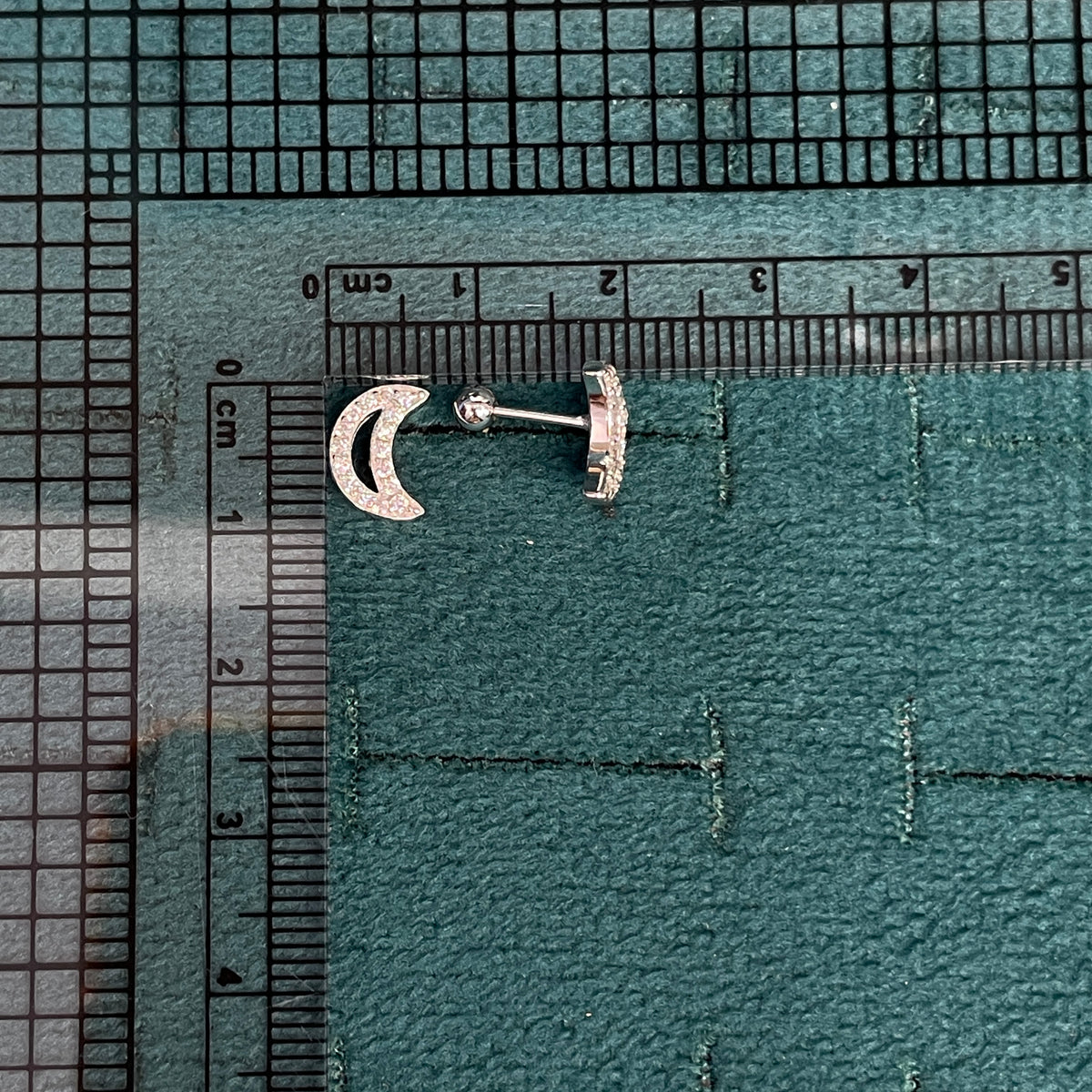 925 Silver Half Moon Studs- Ball  back pair