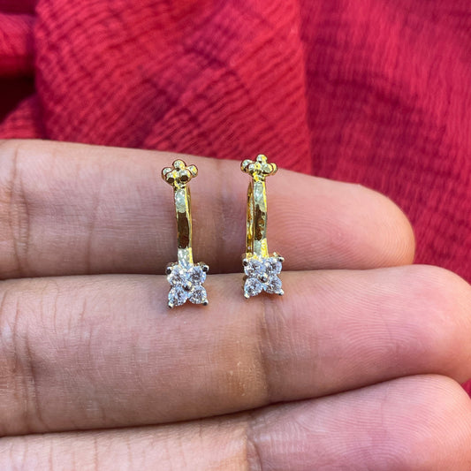 92.5 Silver Gold Plated Press-On Bugadi for Women | Stylish Non-Piercing Ear Cuff | Ethnic Jewellery