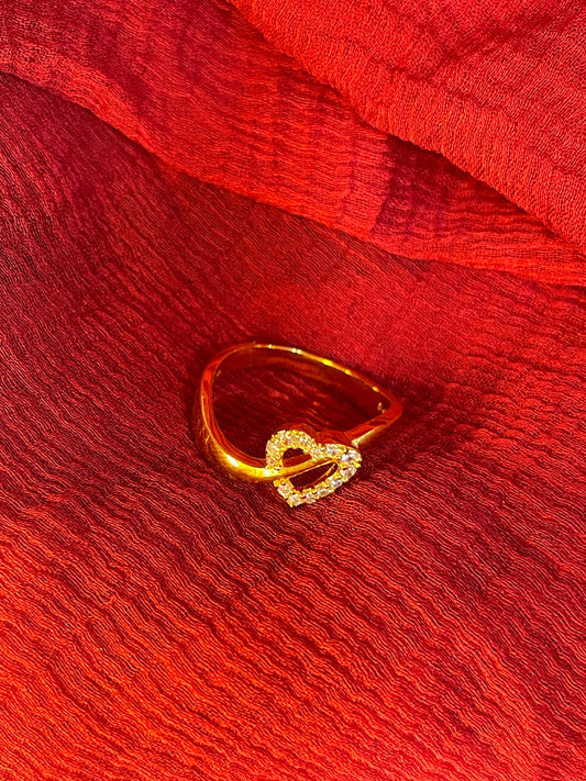 Gold Plated Silver Heart Ring