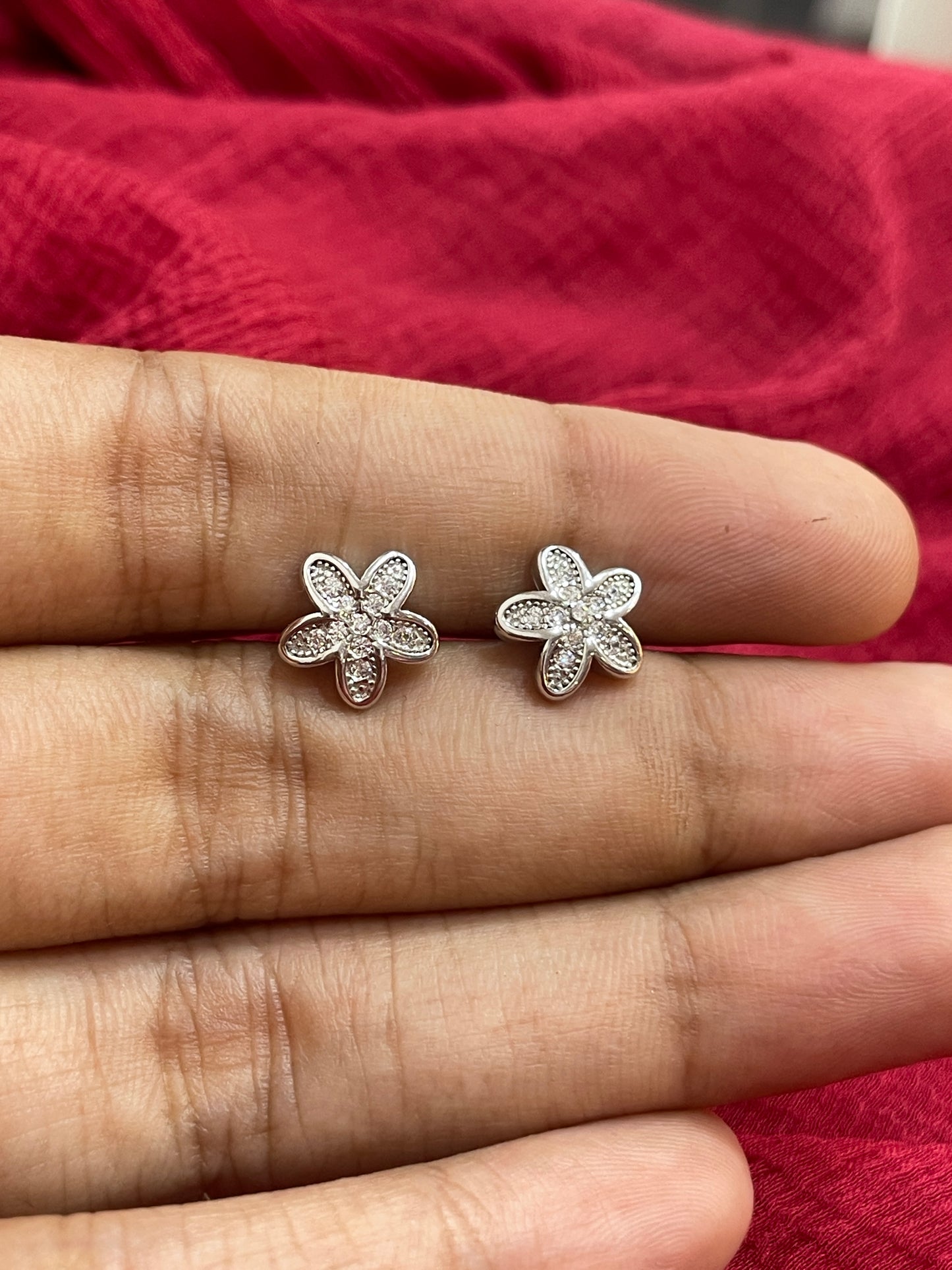 92.5 Silver Floral Earrings for Women | Stylish Chic Design | Elegant Everyday Jewellery