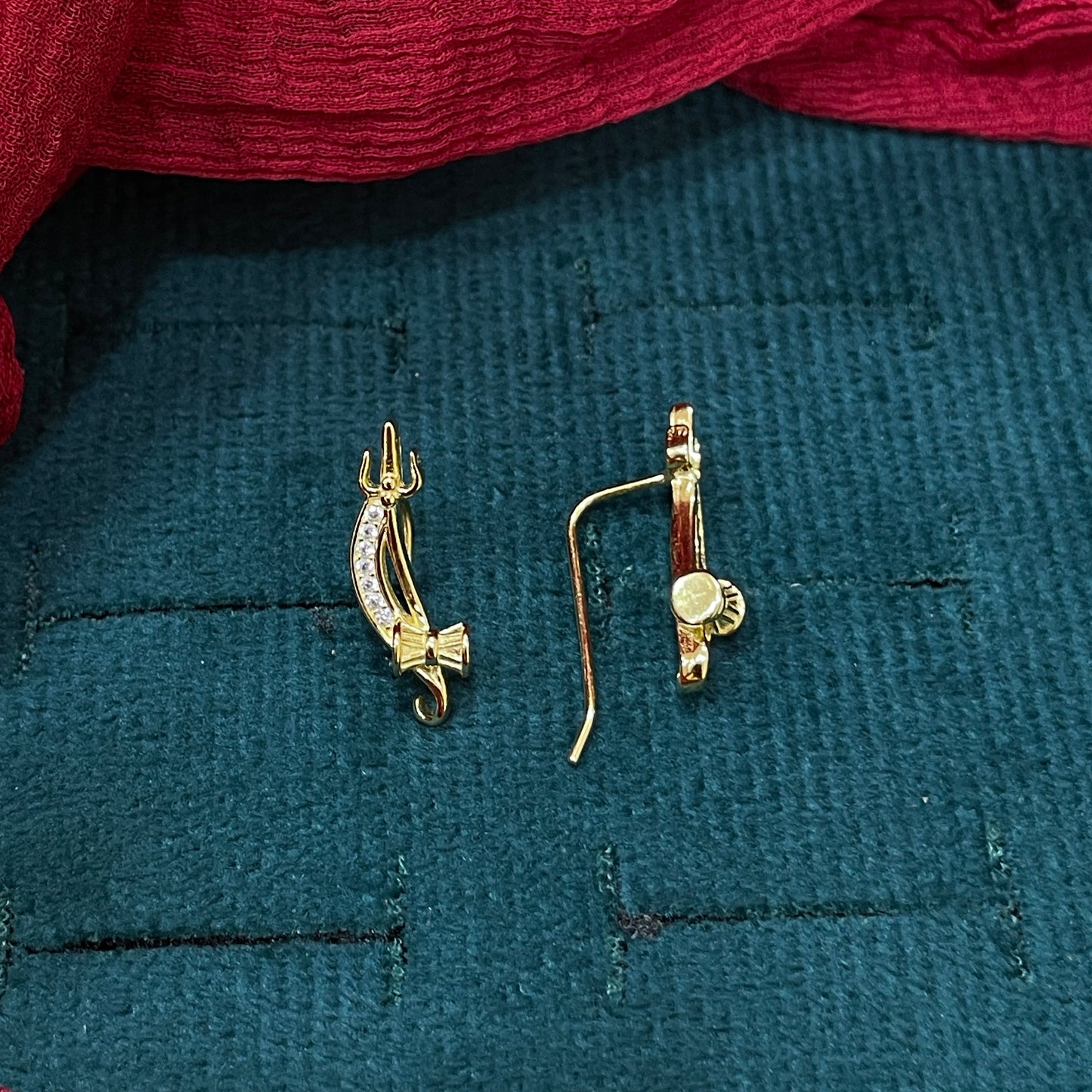 925 Sterling Silver Gold Plated Trishul Ear Cuffs for Women | Traditional & Contemporary Design