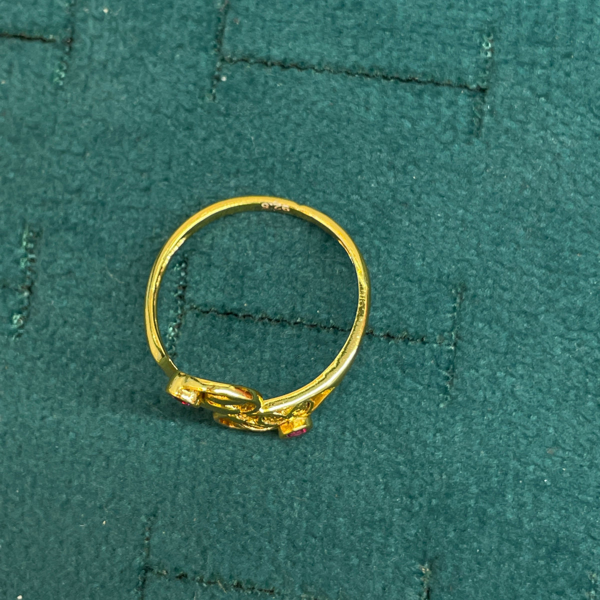 92.5 Silver Gold Plated Pink CZ Floral Ring for Women