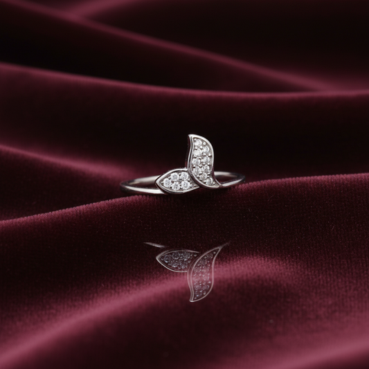 92.5 Silver Mermaid Tail CZ Ring Size 9