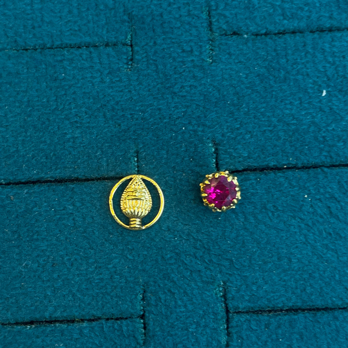 92.5 Silver Gold Plated Vel Reversible Stud Single Piece