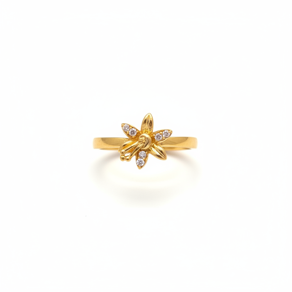 92.5 silver gold plated flower ring size 17