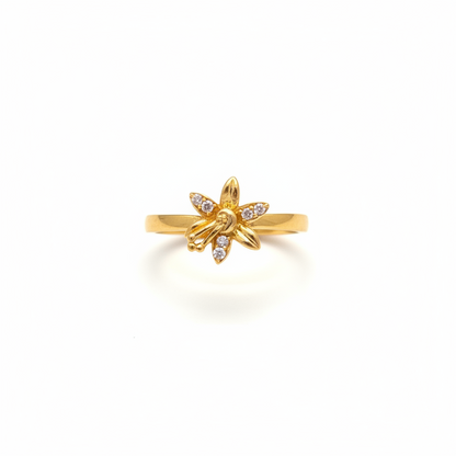 92.5 silver gold plated flower ring size 17