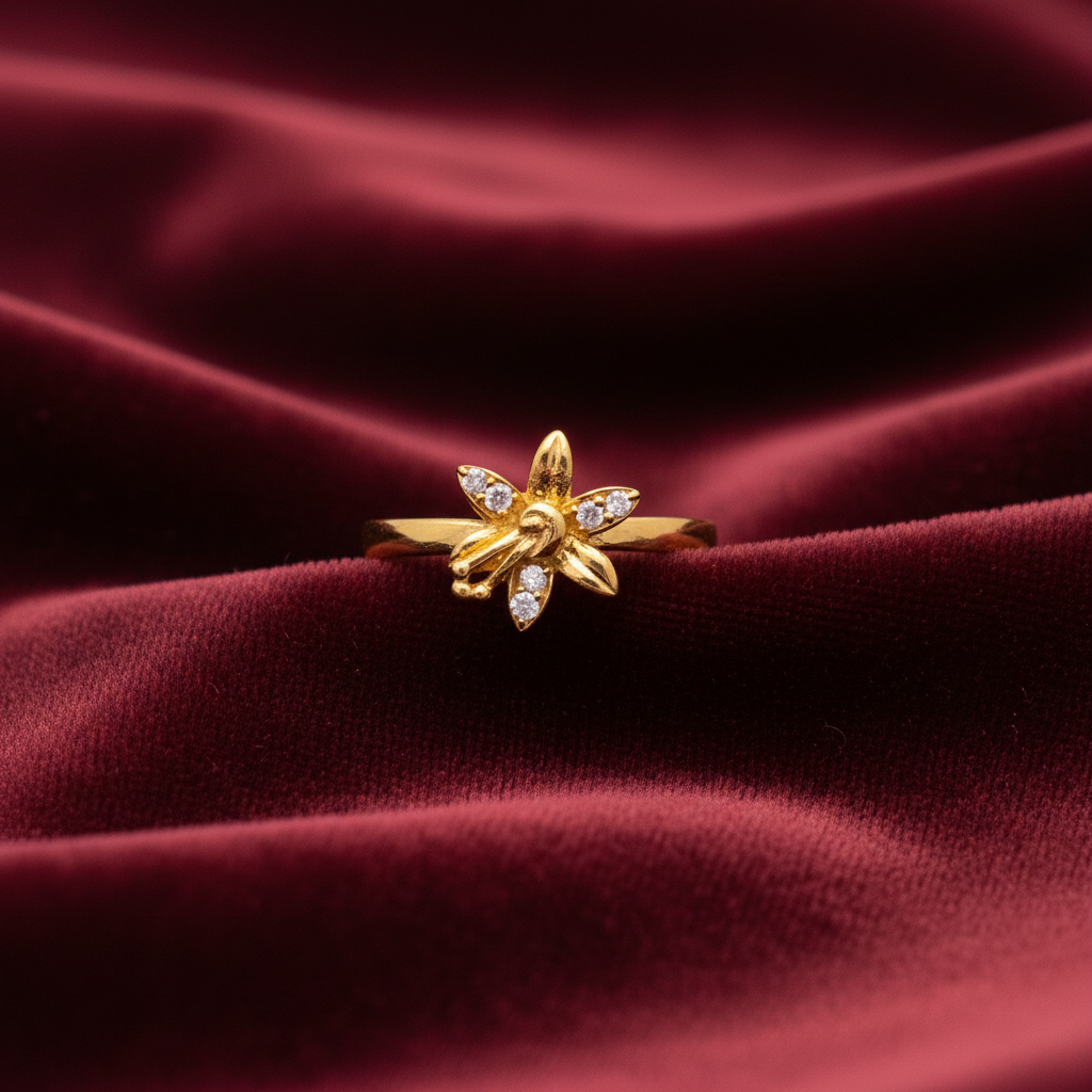 92.5 silver gold plated flower ring size 17