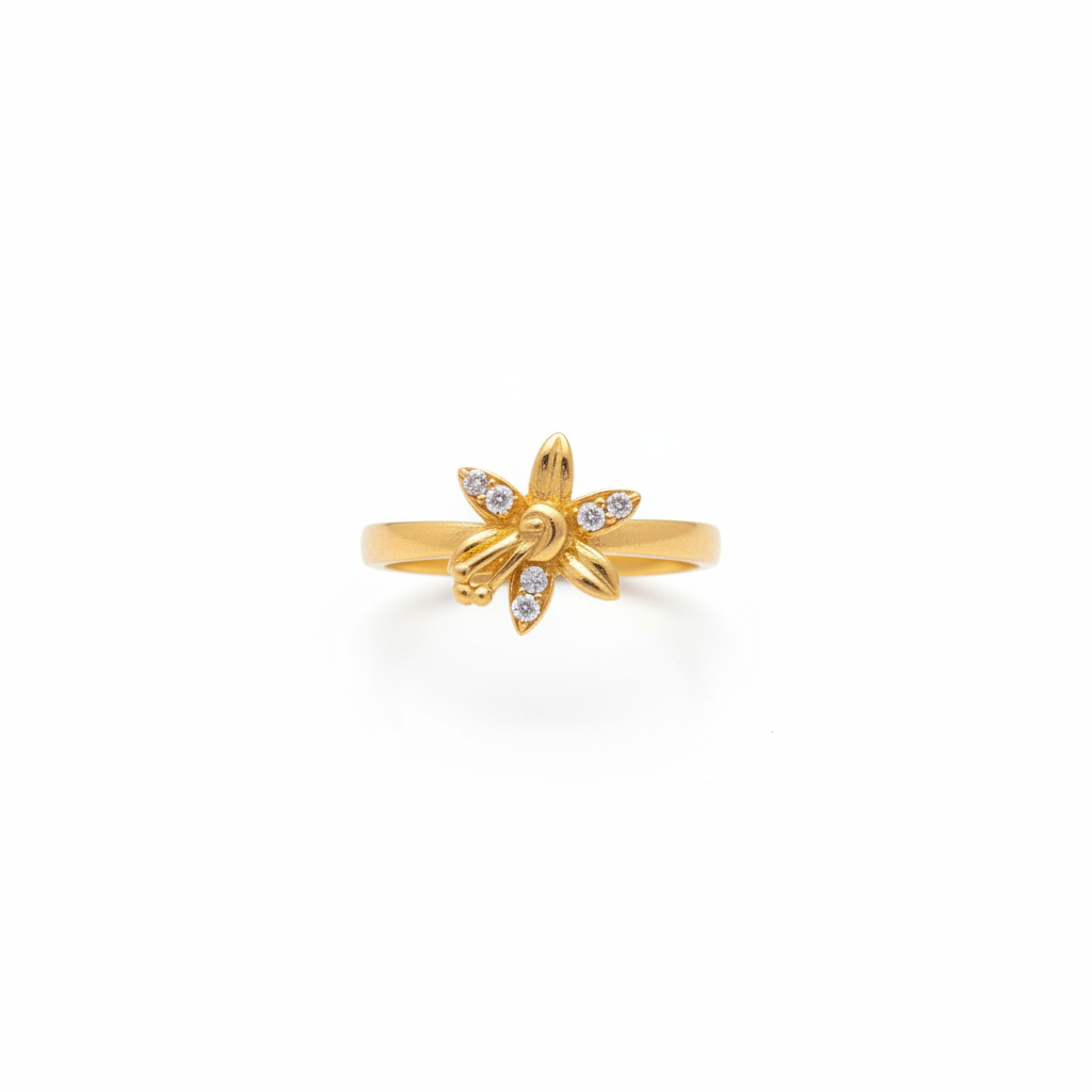 92.5 silver gold plated flower ring size 17