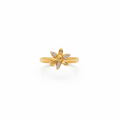 92.5 silver gold plated flower ring size 17