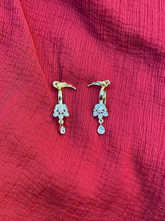 92.5 Silver Parrot Press-On Bugadi for Women | Temple Style Non-Piercing Ear Cuff | Traditional Jewellery