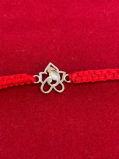 925 Sterling Silver Ganesha Rakhi | Red Thread Rakhi for Raksha Bandhan