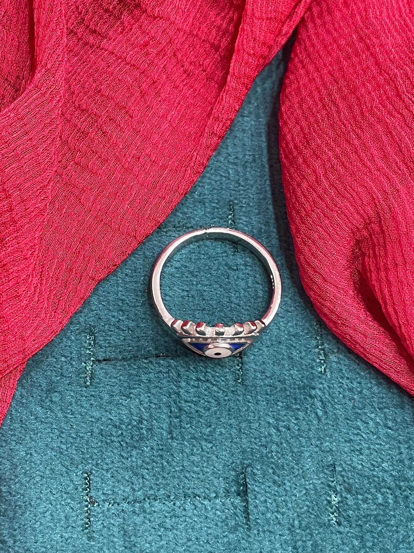 92.5 Silver Evil Eye Ring for Women Size 17 | Stylish Protective Design | Trendy Jewellery