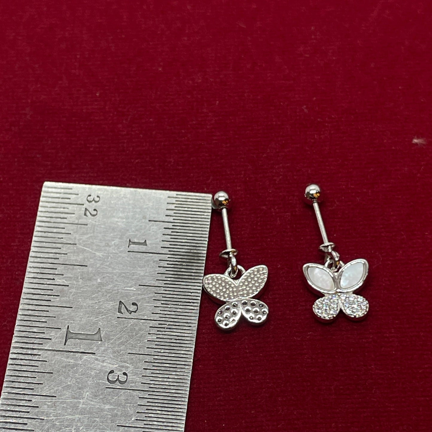 92.5 Sterling Silver Butterfly Bugadi for Women | Mother-of-Pearl Upper Wings & Pavé CZ Lower Wings | Helix Earring pair