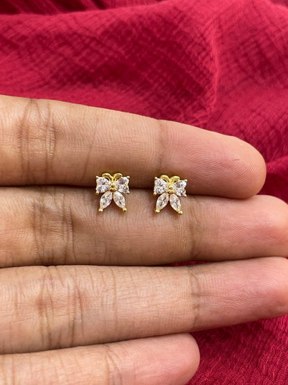 92.5 Silver Gold Plated Butterfly Earrings for Women | Stylish Cute Design | Elegant Jewellery