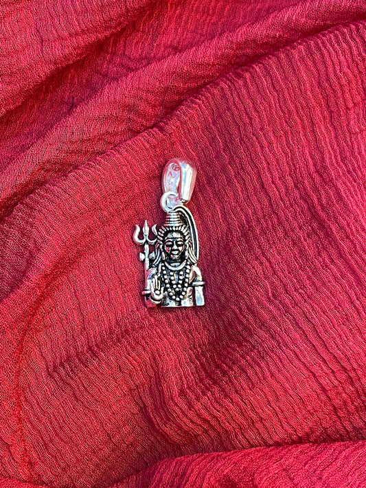 92.5 Silver Oxidised Shiva Pendant for Men & Women | Mahadev Antique Design | Temple Jewellery