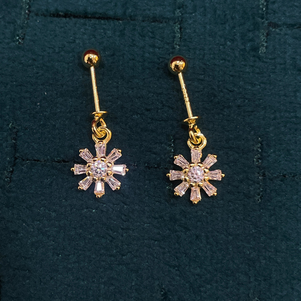 92.5 Silver Gold Plated Sun Flower Bugadi- Pair