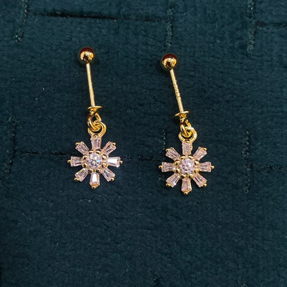 92.5 Silver Gold Plated Sun Flower Bugadi- Pair