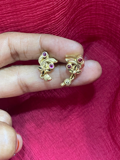 925 Silver Gold Plated Nakshi Drops