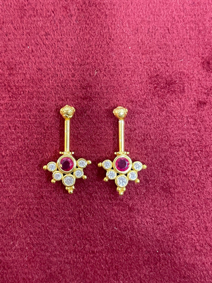 92.5 Silver Multicolor Reversible Temple Bugadi (Pair) | Dual Style Design | Jewellery