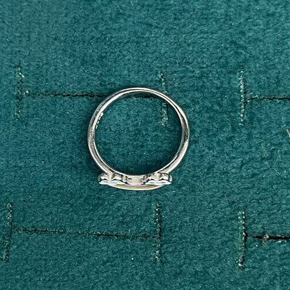 92.5 Sterling Silver Multicolour Enamel Rainbow & Clouds Charm Kids Finger Ring — Size 3