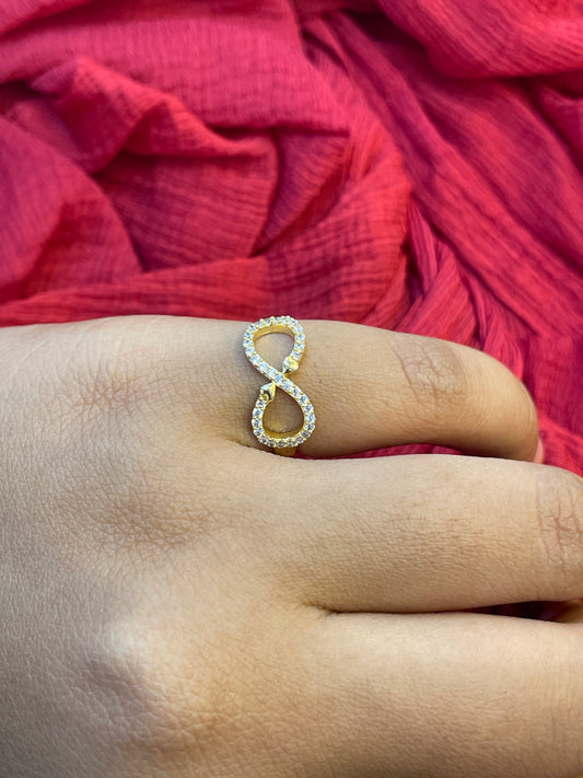 92.5 Silver Gold Plated Infinity Ring for Women Size 12 | Elegant Love Symbol | Jewellery