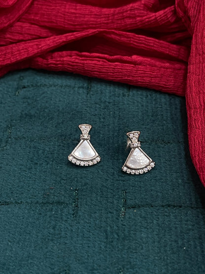 92.5 Silver MOP Triangle Studs | Elegant Modern Design | Jewellery