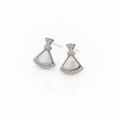 92.5 Silver MOP Triangle Studs | Elegant Modern Design | Jewellery