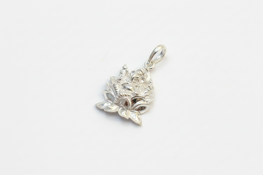 92.5 Silver Ganesha Sitting on Lotus Design Pendant for Men & Women – Traditional Temple Style