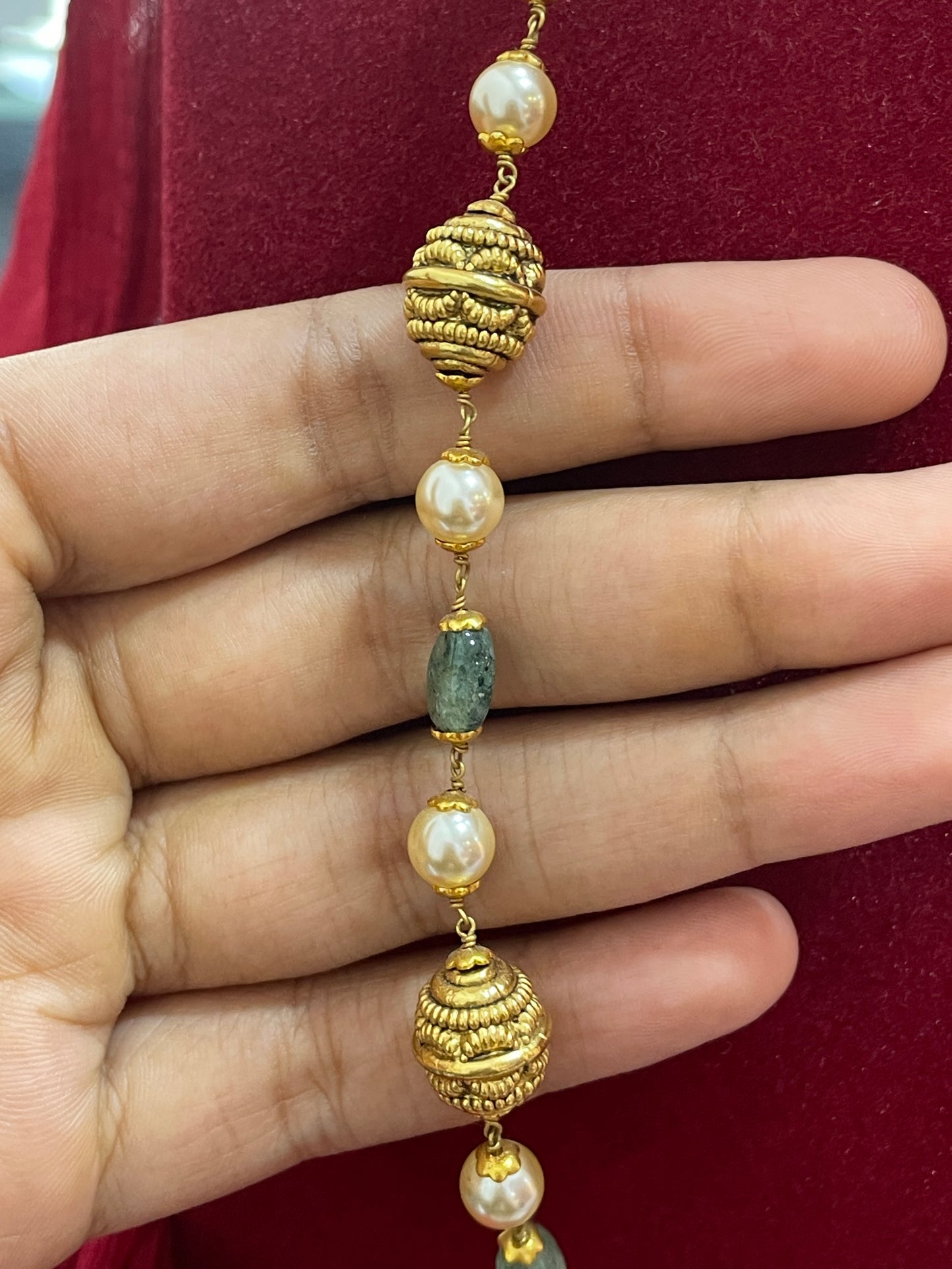 Silver gold plated nakshi mala 22 inches