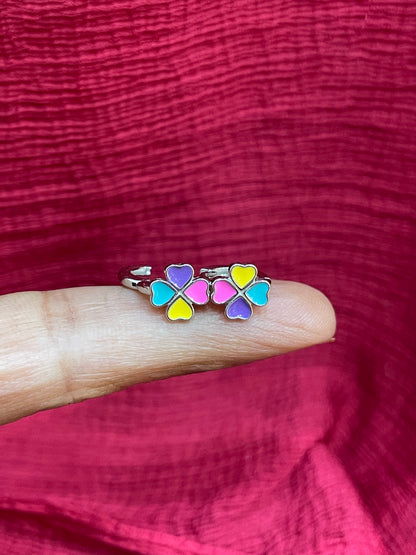 925 Silver Colourful Clover Hoops