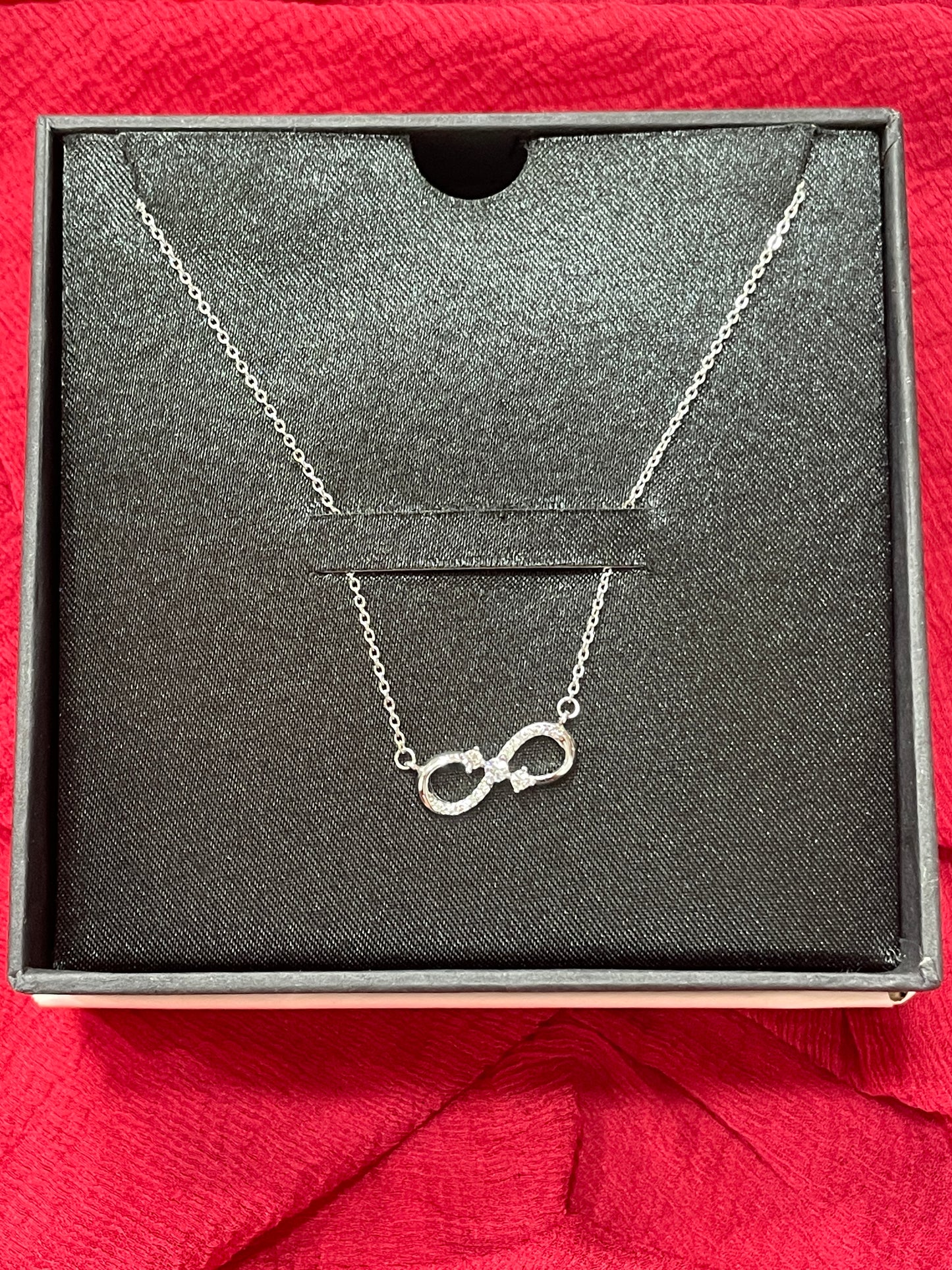 92.5 Silver Infinity White Stone Chain 18.5 Inches | Classy Premium Sparkle Design | Jewellery