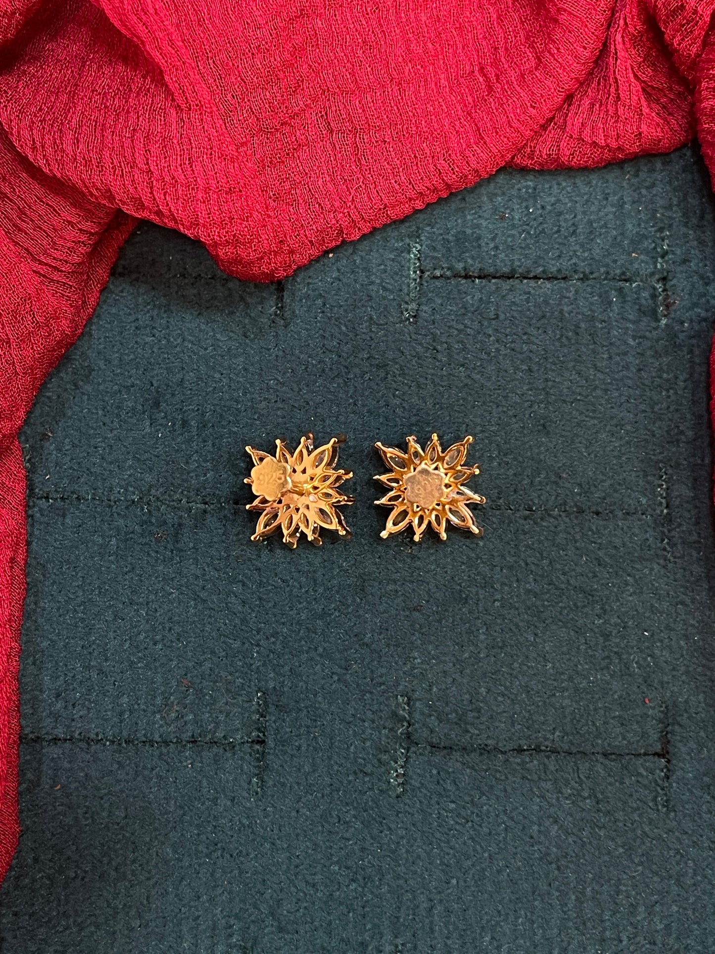 925 Silver Gold Plated Emarald Stud