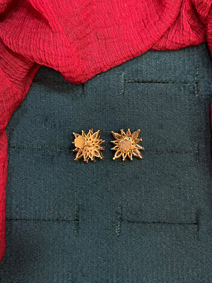 925 Silver Gold Plated Emarald Stud