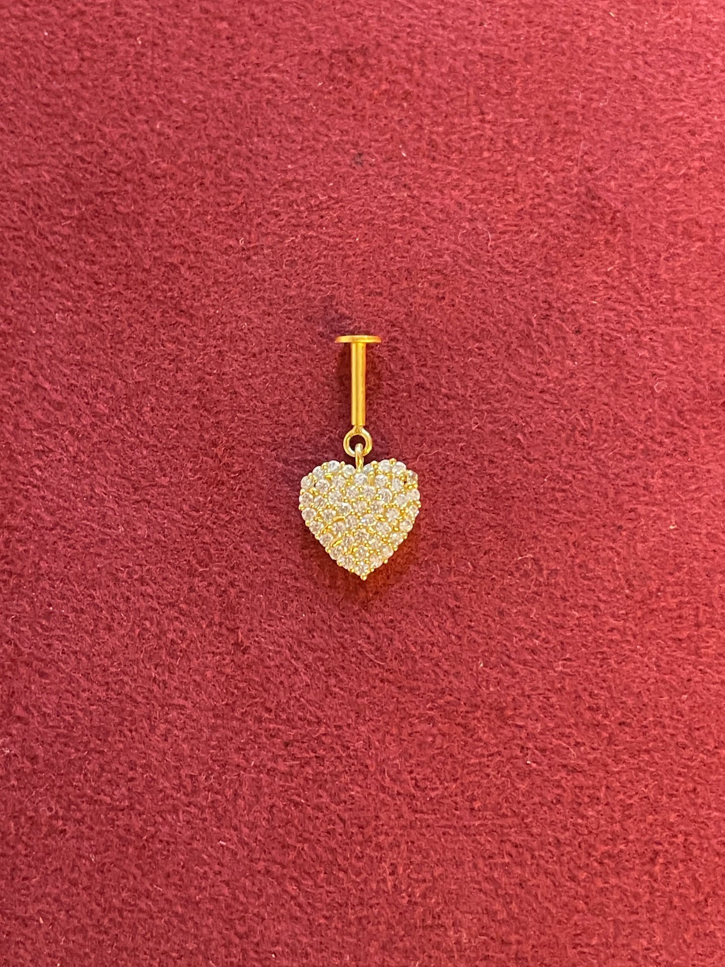 92.5 Silver Gold Plated Studded Heart Bugadi Pair| Romantic Elegant Design | Jewellery