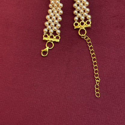 92.5 Silver Gold Plated Nakshi Pearl Watch for Women