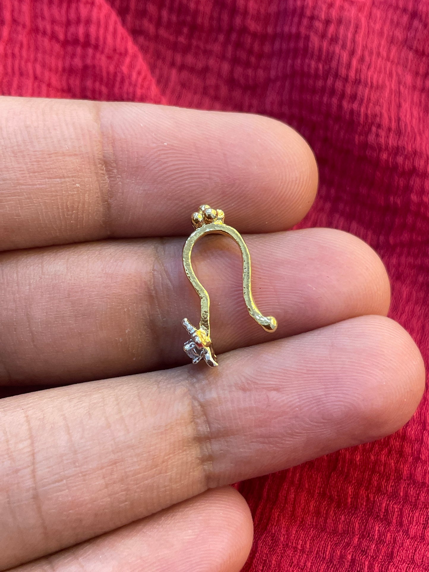 92.5 Silver Gold Plated Flower Press-On Bugadi for Women | Stylish Non-Piercing Ear Cuff | Ethnic Jewellery