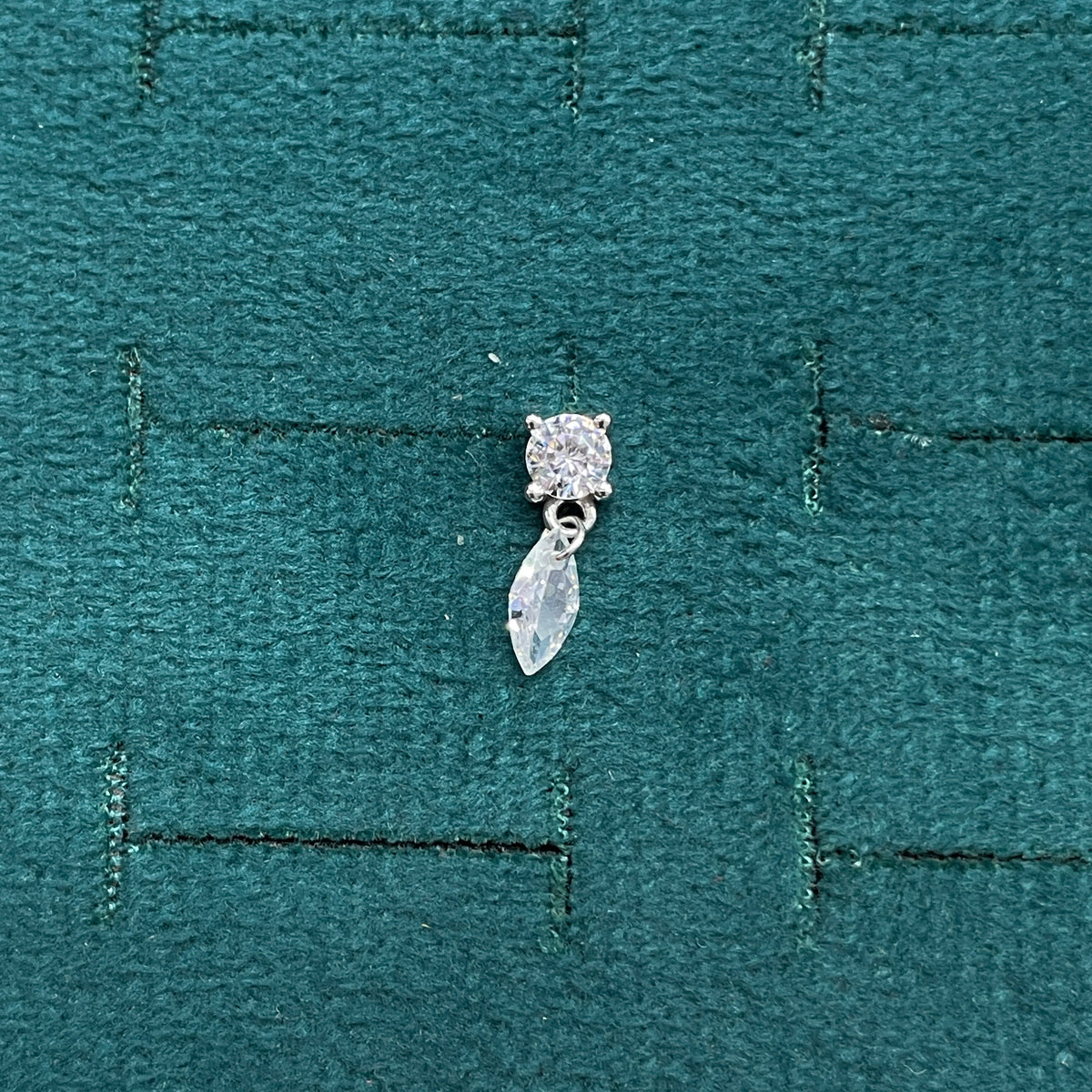 92.5 Sterling Silver Round White CZ Solitaire Stud & Marquise White CZ Drop Earrings for Women