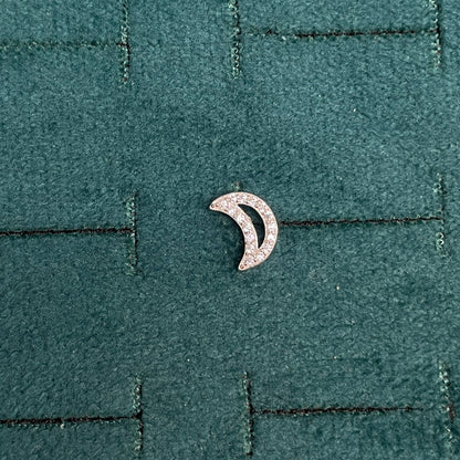 925 Silver Half Moon Studs- Ball  back pair