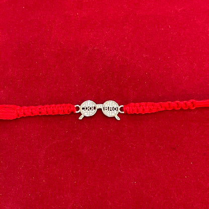925 Sterling Silver Cool Bro Rakhi | Red Thread Rakhi for Raksha Bandhan