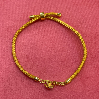 Gold-Plated Bhaiya Name Rakhi for Brother | CZ Script Charm on Gold Thread