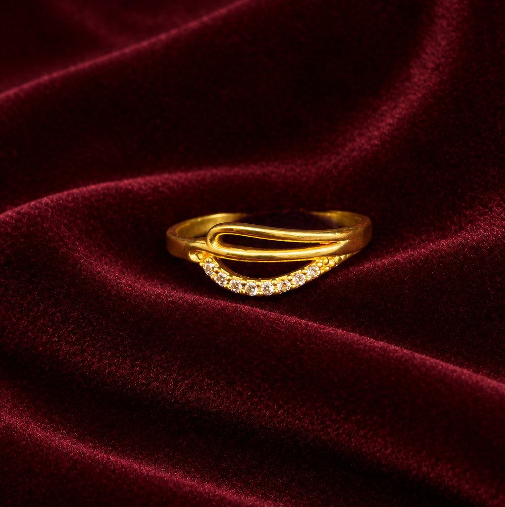 92.5 Silver Gold Plated White CZ Loop Ring for Women