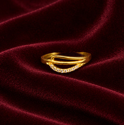 92.5 Silver Gold Plated White CZ Loop Ring for Women
