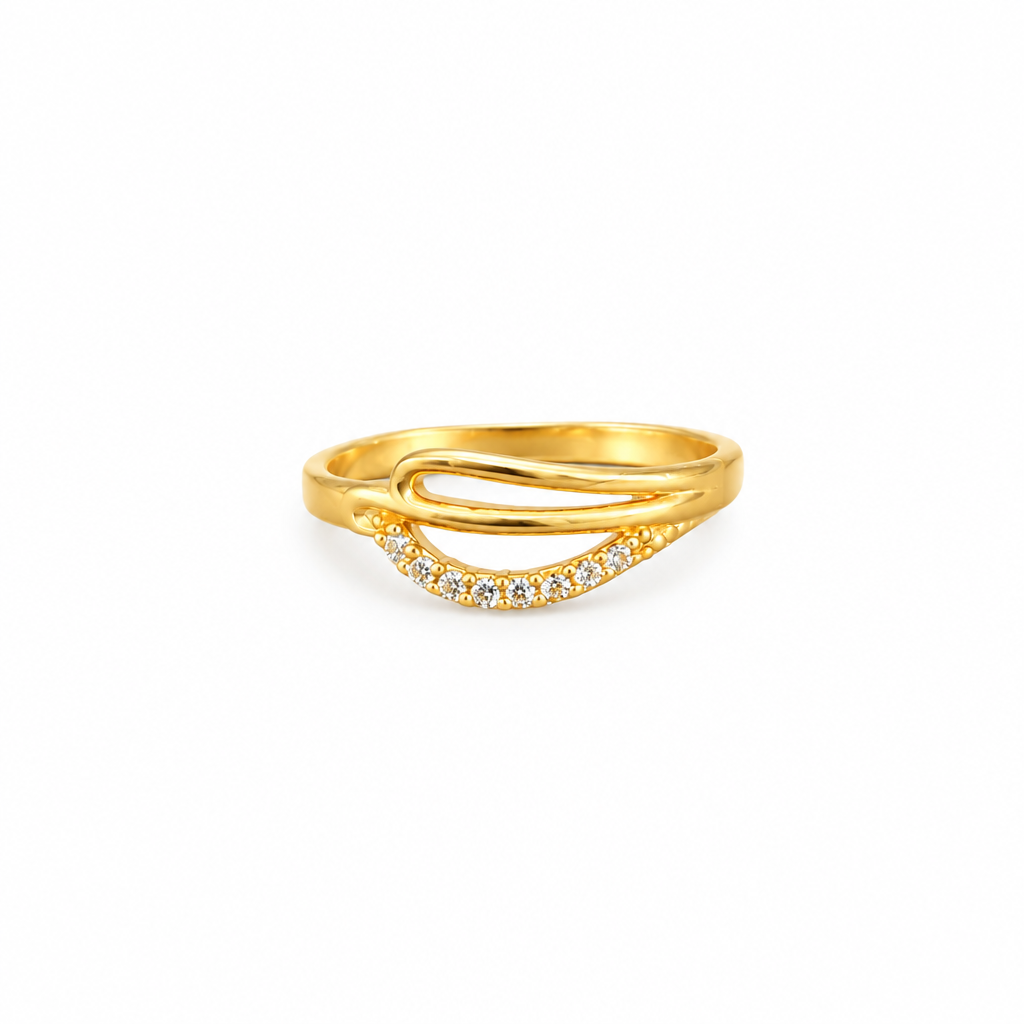 92.5 Silver Gold Plated White CZ Loop Ring for Women