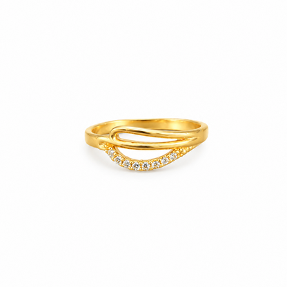 92.5 Silver Gold Plated White CZ Loop Ring for Women