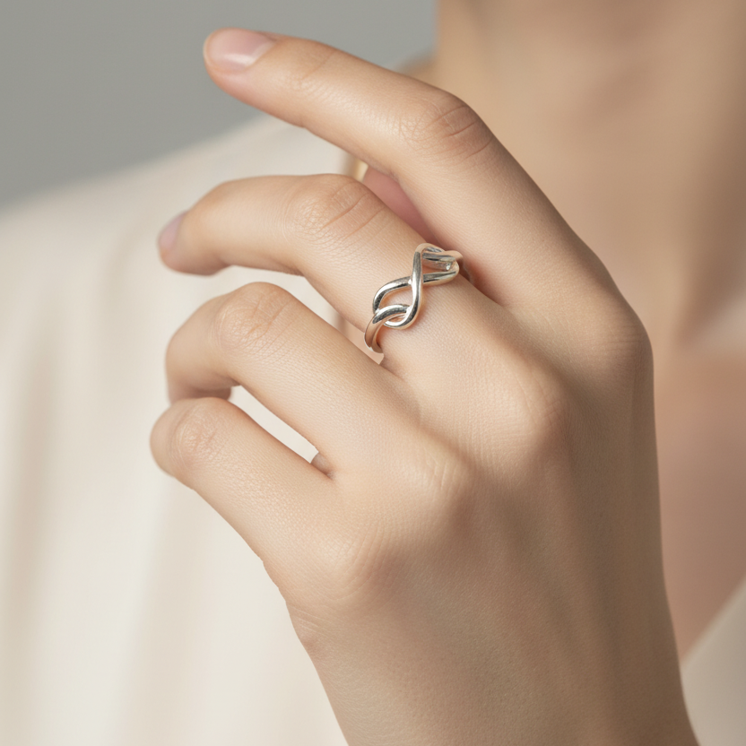 92.5 silver stylish infinity ring size 12