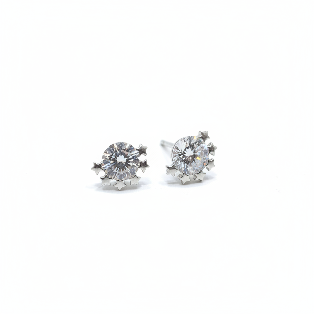 92.5 Silver Premium White Stone Studs | Elegant Sparkle Finish | Jewellery