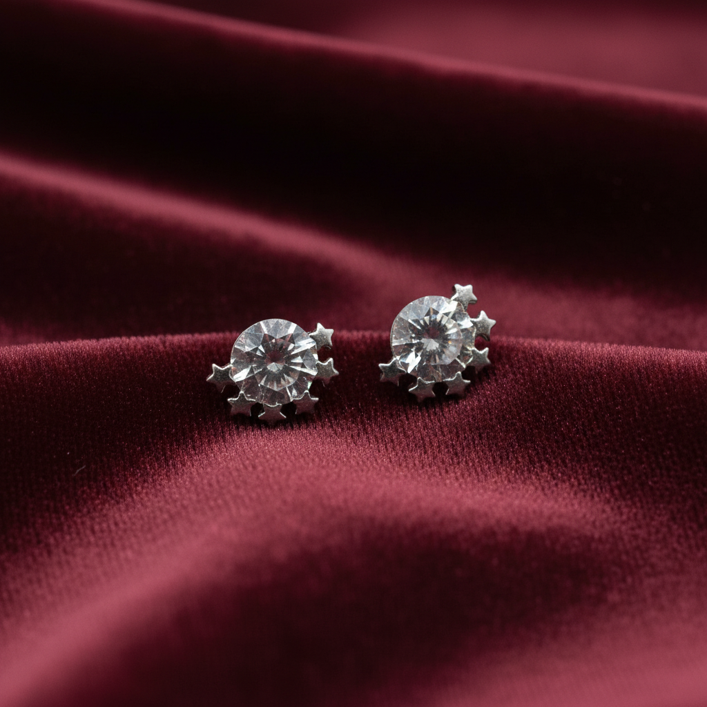 92.5 Silver Premium White Stone Studs | Elegant Sparkle Finish | Jewellery