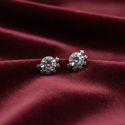 92.5 Silver Premium White Stone Studs | Elegant Sparkle Finish | Jewellery